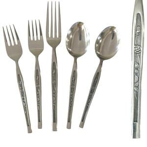Hanford Forge Crestmont Stainless Rose MCM Vintage Japan Set 3 Forks 2 Spoons